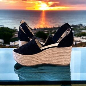 Marc Fisher Varin Espadrille black suede platform 🖤 Great condition Summer 🖤